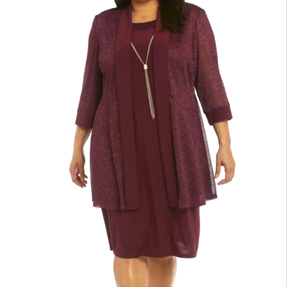 3 piece wine red dress